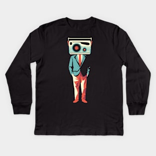 Man With A Radio Head - 90s Brit Rock Lovers Kids Long Sleeve T-Shirt